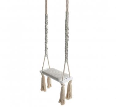 Leagan din lemn si spuma pentru copii woodswing by babysteps, catifea velvet ecri