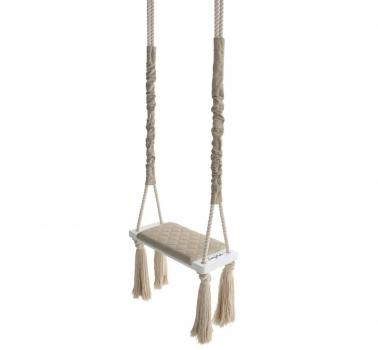 Leagan din lemn si spuma pentru copii woodswing by babysteps, catifea velvet bej