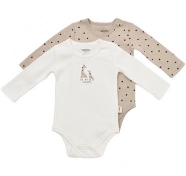 Set 2 body-uri cu maneca lunga bebe unisex girafa, baby cosy, 100% bumbac organic (marime: 6-9 luni)