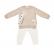 Set bluzita cu maneca lunga si panataloni lungi cu buline girafa, babycosy, 100% bumbac organic, mink (marime: 9-12 luni)