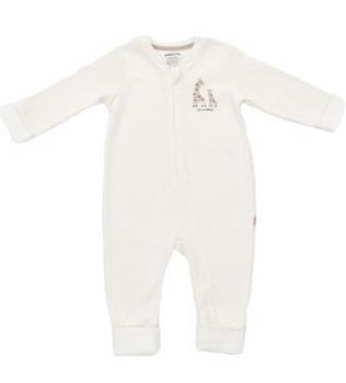 Salopeta cu fermoar girafa, babycosy, 100% bumbac organic, ecru (marime: 9-12 luni)