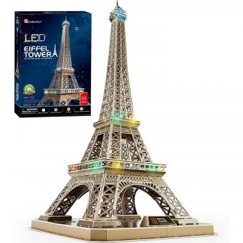 Cubic fun - puzzle 3d led turnul eiffel 84 piese