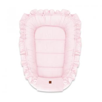 Miminu - cosulet bebelus pentru dormit, baby nest 55 x 75 cm, cu volanase, din catifea, pink