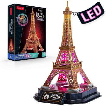 Cubicfun - puzzle 3d turnul eiffel editie luminoasa 51 piese