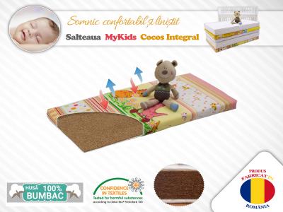 Saltea MyKids Fibra De Cocos Integral 120x60x10 Husa Bumbac Imprimat