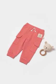 Pantaloni cu buzunare laterale, two thread, 100%bumbac organic - rose, babycosy (marime: 18-24 luni)