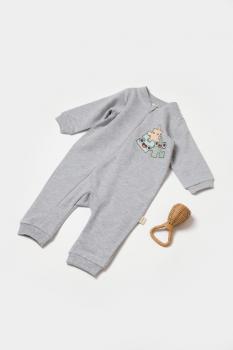 Salopeta cu fermoar, two thread, babycosy, 100% bumbac organic, gri (marime: 18-24 luni)