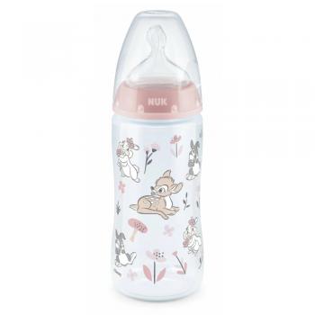 Biberon Nuk First Choice PP 300 ml, Control Temperatura, Tetina Silicon M, 6-18 luni, Disney Bambi