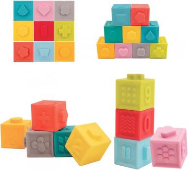 Ludi set 9 cuburi- primul joc de construit al bebelusului