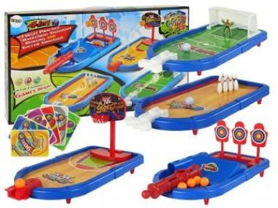 Set de jocuri 4 in 1, pentru copii, baschet, fotbal, bowling si tinta, leantoys, 9470