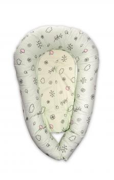 Baby nest 3in1, 110x70x15 cm, husa bumbac ranforce, lamb green