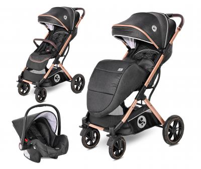 Carucior set, storm, pana la 22 kg, cos auto inclus, cadru aluminiu, luxe black