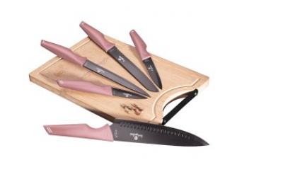 Set cutite 6 piese, cu tocator de taiere din bambus, rose collection, berlinger hausbh/2710