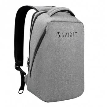 Rucsac spirit tech anti-furt, buzunar laptop, port usb, gri, 45x35x18 cm