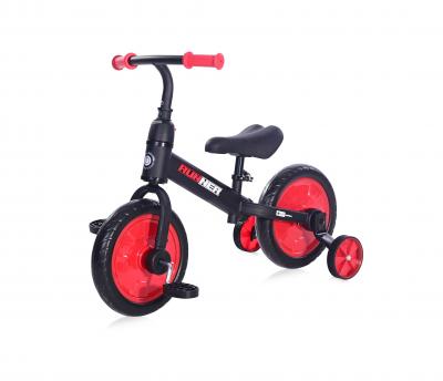 Bicicleta de echilibru 2in1, runner, cu pedale si roti auxiliare, red