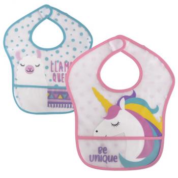 Set 2 bavete, impermeabile peva, 28,5x36 cm, inchidere cu banda velcro, pink