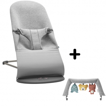 Babybjorn - balansoar bliss light grey, 3d jersey, cu bara de jucarii