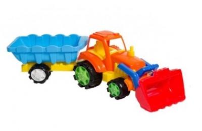 Tractor combinat cu excavator si remorca super burak toys