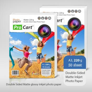 Hartie foto a3 matte inkjet, printabila fata-verso, 220 g, 50 coli