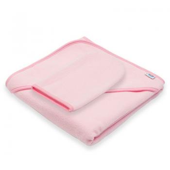 Set prosop cu gluga si manusa baie, new baby, dimensiune 80 x 80 cm, basic, pink