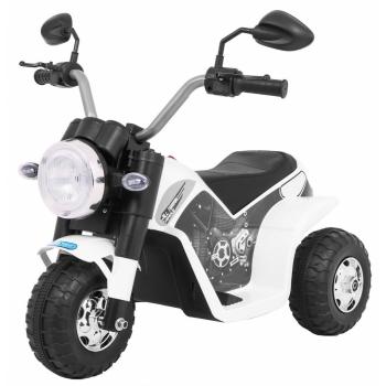 Motocicleta electrica minibike, roti din plastic, scaun tapitat, 71x53x57 cm, putere 6v - alb