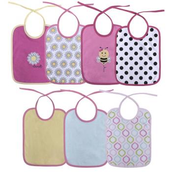 Set 7 bavete,  bumbac ambele fete, 20x25,5 cm, inchidere cu snur, pink