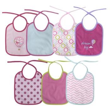 Set 7 bavete, bumbac, 23x20 cm, inchidere cu snur, pink