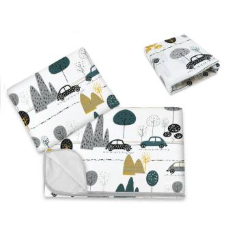 Lenjerie patut cu 3 piese, miminu, cu cearceaf 120x60 cm, din bumbac certificat oeko tex standard 100, cu paturica si pernuta, childrens journey grey