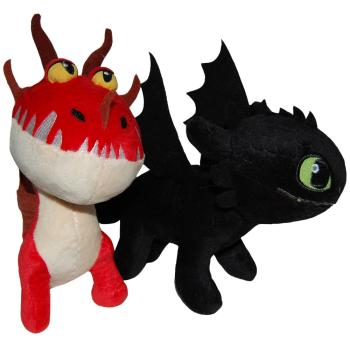 Set 2 jucarii din plus toothless 25 cm si monstrous nightmare 20 cm, how to train your dragon