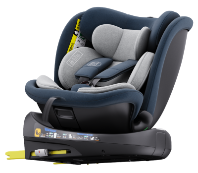 Scaun Auto B-Joy DELUXE BUF BOOF iSIZE Blue cu Isofix pozitie somn 165 grade rotativ 360 grade 40-150 cm