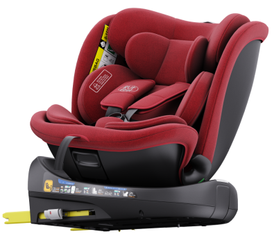 Scaun Auto B-Joy DELUXE BUF BOOF iSIZE Red cu Isofix pozitie somn 165 grade rotativ 360 grade 40-150 cm