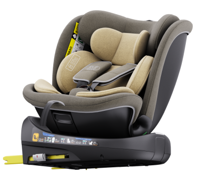 Scaun Auto B-Joy DELUXE BUF BOOF iSIZE LightBrown cu Isofix pozitie somn 165 grade rotativ 360 grade 40-150 cm