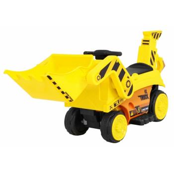 Excavator electric cu cupa mobila jj309, roti si scaun din plastic, 113x41x52 cm, putere 6v - galben