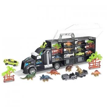 Camion de jucarie 3in1 transportator de dinozauri cu 13 accesorii incluse – dinosaur truck