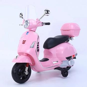 Scuter electric copii cu roti ajutatoare detasabile si control telecomanda - vespa618, roz