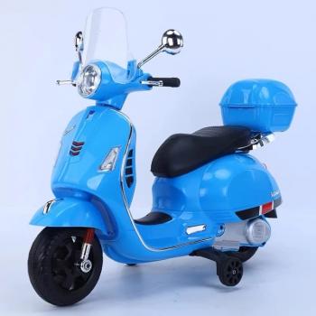 Scuter electric copii cu roti ajutatoare detasabile si control telecomanda - vespa618, albastru