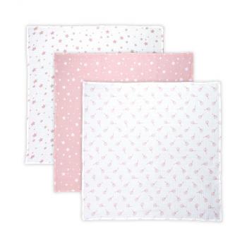 Set 3 scutece din muselin 80x80 cm trio, mellow rose mix