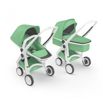 Carucior 2 in 1, greentom, 100% ecologic, white mint