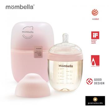 Biberon anticolici mombella breast-like, 210ml, tetina m flux mediu, ppsu,old roze