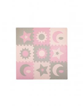 Covoras de joaca puzzle 93x93 cm momi, nebe - pink