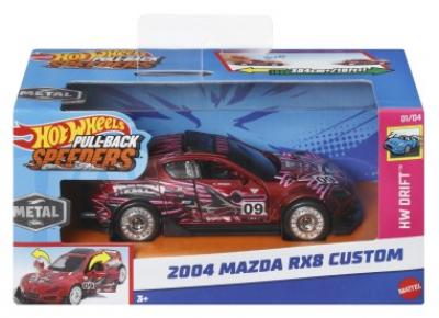 Hot wheels masinuta metalica cu sistem pull back mazda 2004 rx8 custom scara 1:43