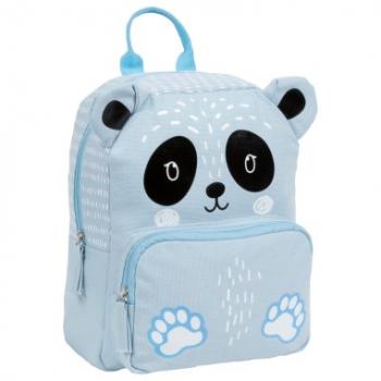 Ghiozdan prescolar derform canvas panda, 29x23x14cm, negru/albastru, plc11pd