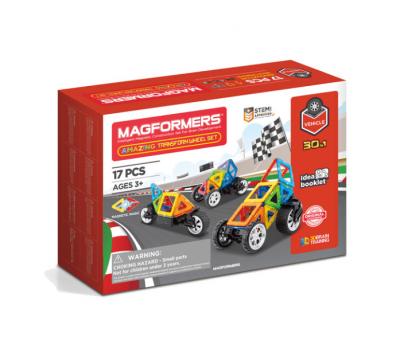 Set magnetic de construit- magformers vehicule, 17 piese