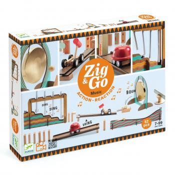 Set de constructie trasee zig & go muzica 52 piese, djeco