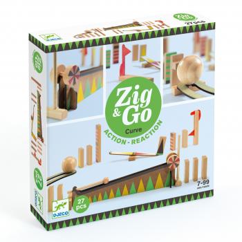 Set de constructie trasee zig & go bila cea mai mare 27 piese, djeco