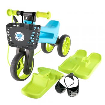 Bicicleta fara pedale funny wheels rider yetti superpack 3 in 1 blue/lime