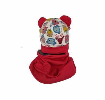 Set caciula cu guler red animals 46-48 cm