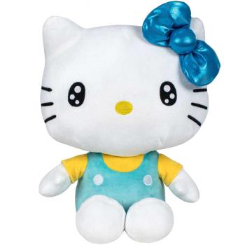 Jucarie din plus hello kitty cu salopeta vernil, editie aniversara, 16 cm