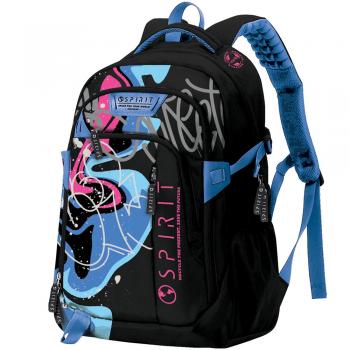 Rucsac spirit pattern graffiti, negru/roz, 49x35x16 cm