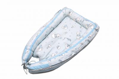 Baby nest ursuletul martinica albastru - culcus bebelus pentru dormit, reversibil, multifunctional 100 x 60 cm